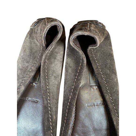 Louis Vuitton Brown Suede LV Monogram Buckle Driving Loafer Brown Size 38 - Picture 3 of 8